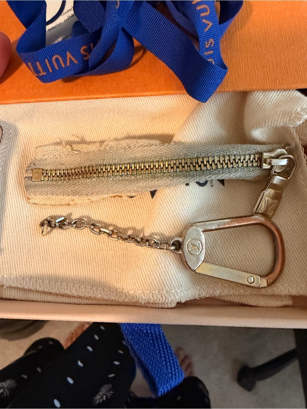 Louis Vuitton Gold-Tone Key Chain with Chain and Clip